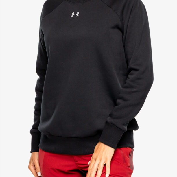 Hanorac fara gluga femei Under Armour Rival Fleece Crew - black/white