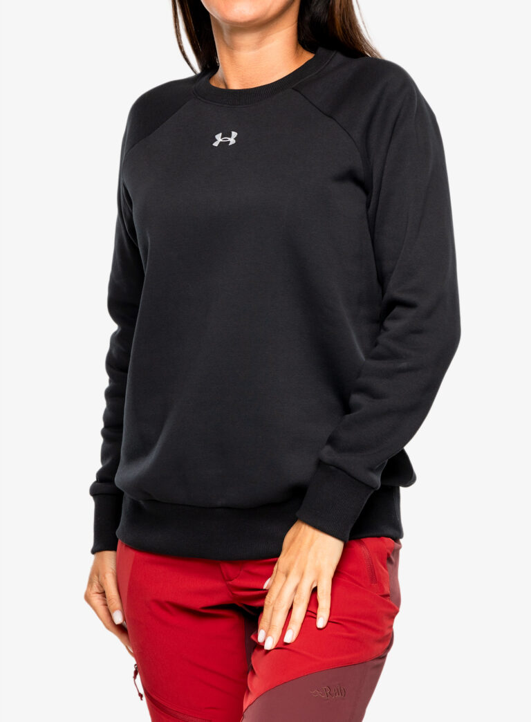 Hanorac fara gluga femei Under Armour Rival Fleece Crew - black/white