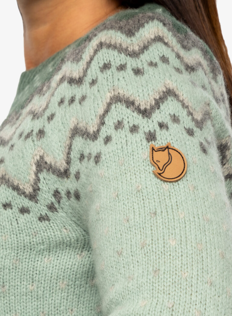 Hanorac femei Fjallraven Ovik Knit Sweater - misty green/deep patina - imagine 6