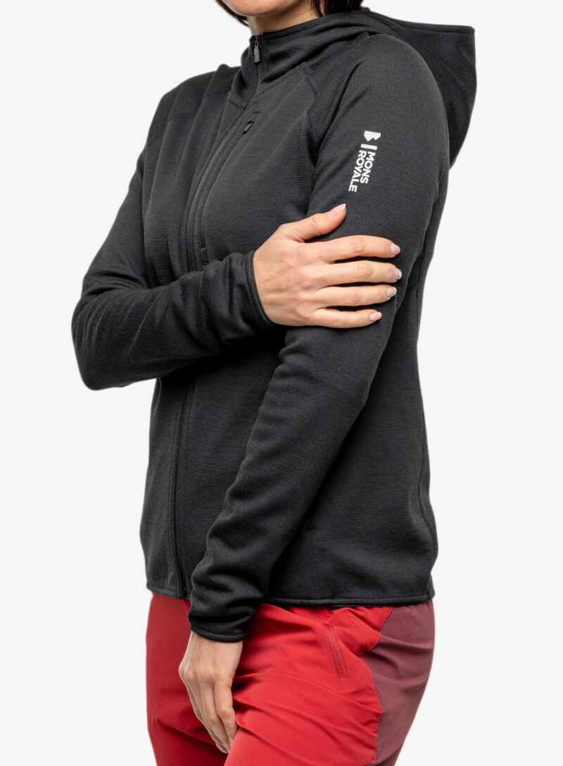 Cumpăra Hanorac femei Mons Royale Approach Merino Gridlock Hoody - black/pip