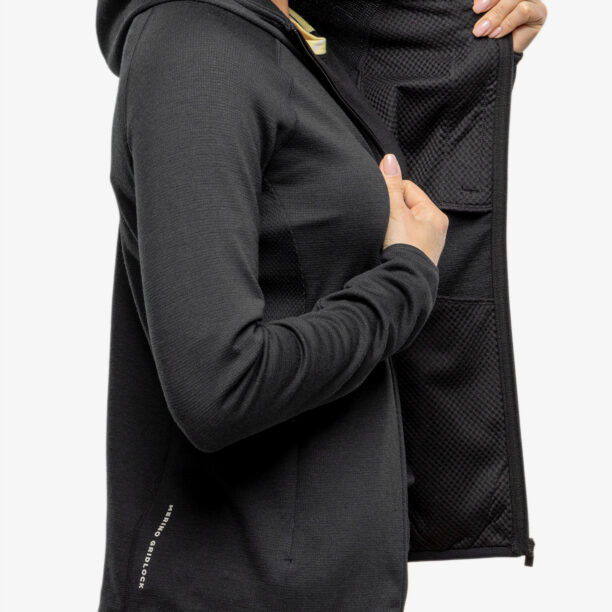 Original Hanorac femei Mons Royale Approach Merino Gridlock Hoody - black/pip