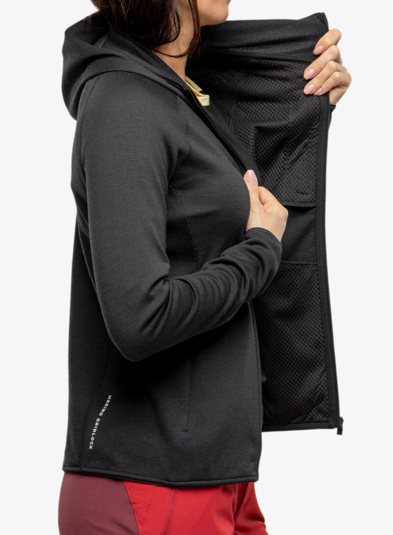 Original Hanorac femei Mons Royale Approach Merino Gridlock Hoody - black/pip