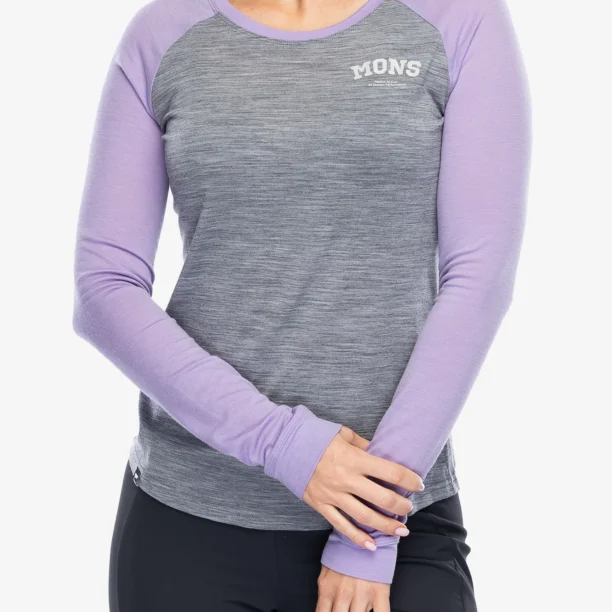 Cumpăra Hanorac femei Mons Royale Icon Raglan - grey heather/lupin