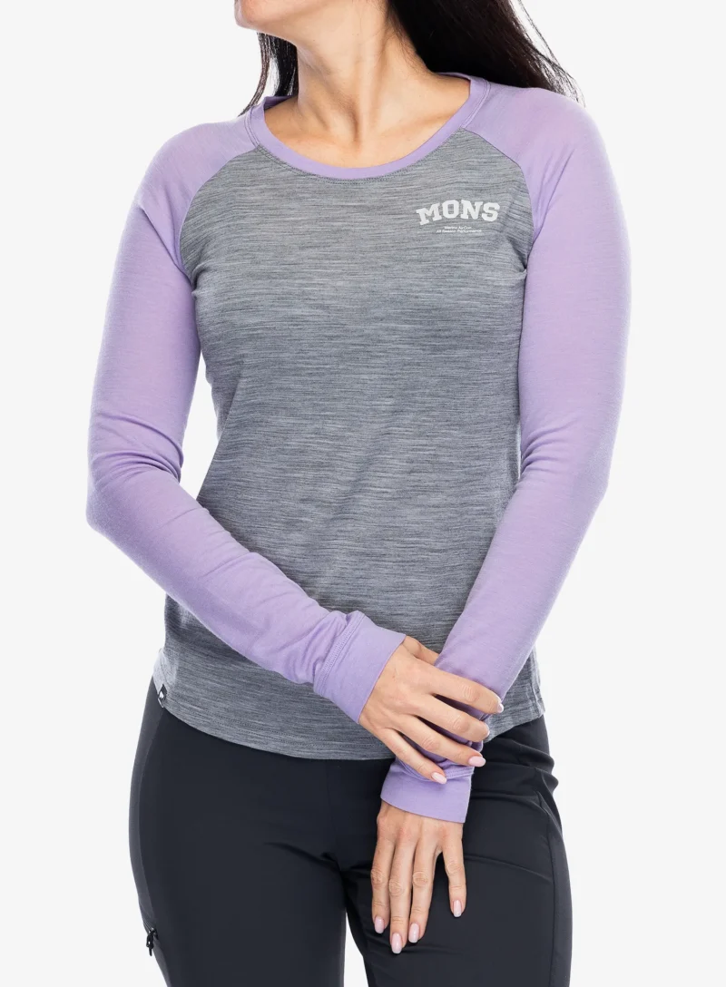 Cumpăra Hanorac femei Mons Royale Icon Raglan - grey heather/lupin