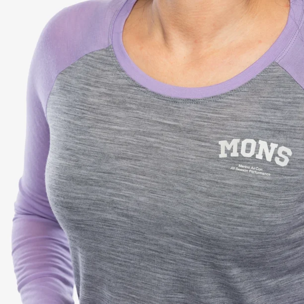 Original Hanorac femei Mons Royale Icon Raglan - grey heather/lupin