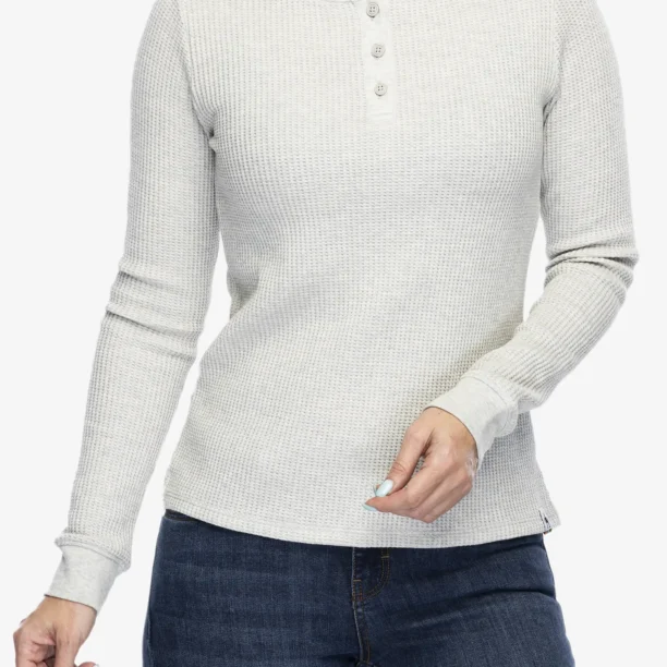 Hanorac femei Smartwool Waffle Long Sleeve Henley - ash heather