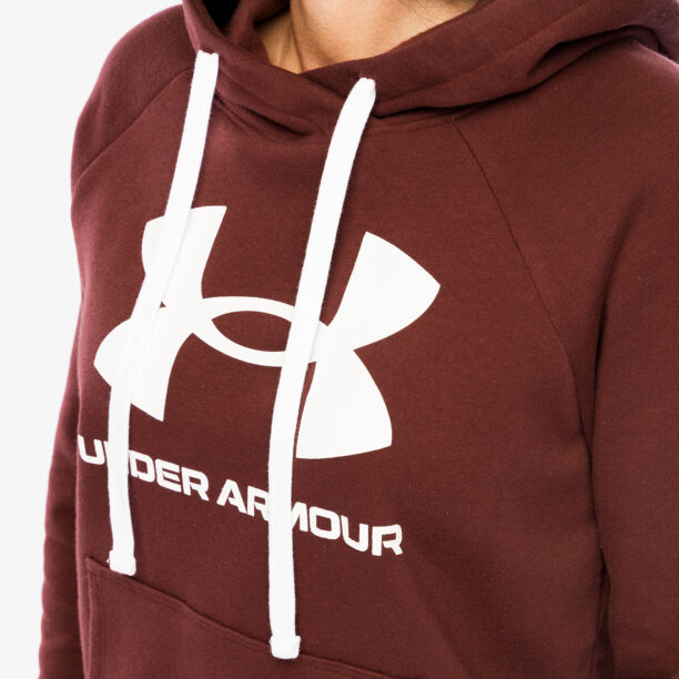 Original Hanorac femei Under Armour Rival Fleece Logo Hoodie - chestnut red/white