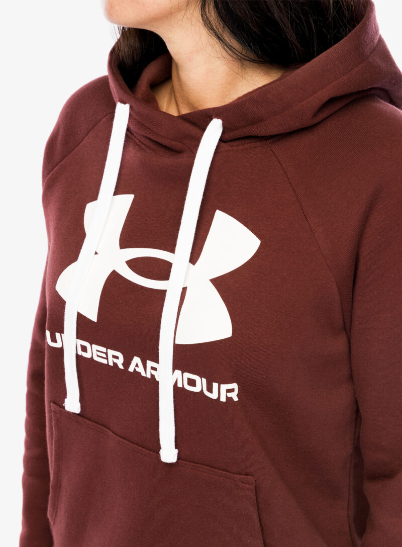 Original Hanorac femei Under Armour Rival Fleece Logo Hoodie - chestnut red/white