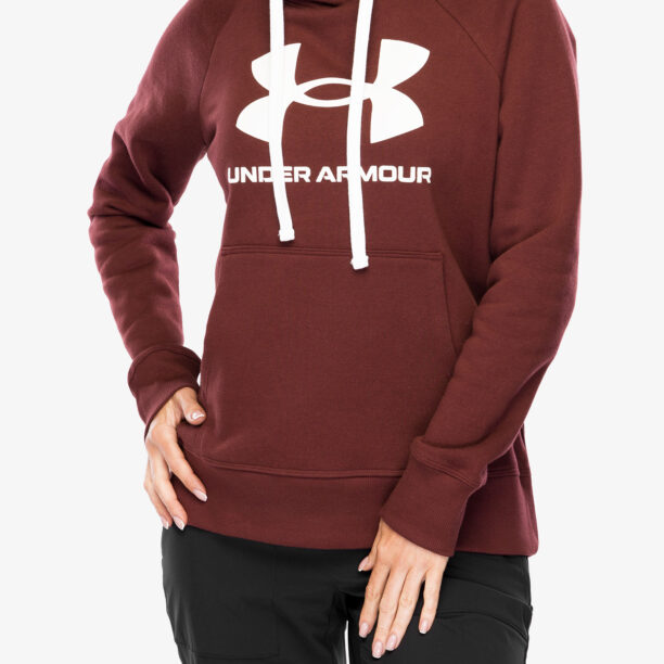 Hanorac femei Under Armour Rival Fleece Logo Hoodie - chestnut red/white