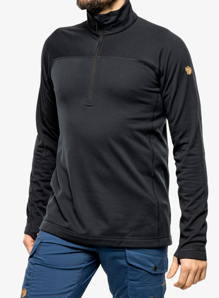 Hanorac fleece Fjallraven Abisko Lite Fleece Half Zip - black