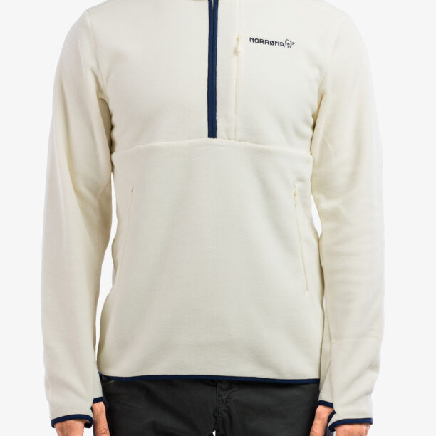 Hanorac fleece Norrona Norrøna Warm2 Halfzip - snowdrop preţ