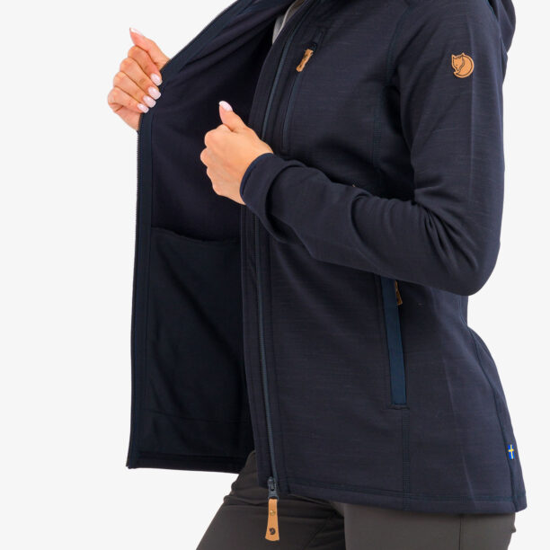 Original Hanorac fleece femei Fjallraven Keb Fleece Hoodie - dark navy