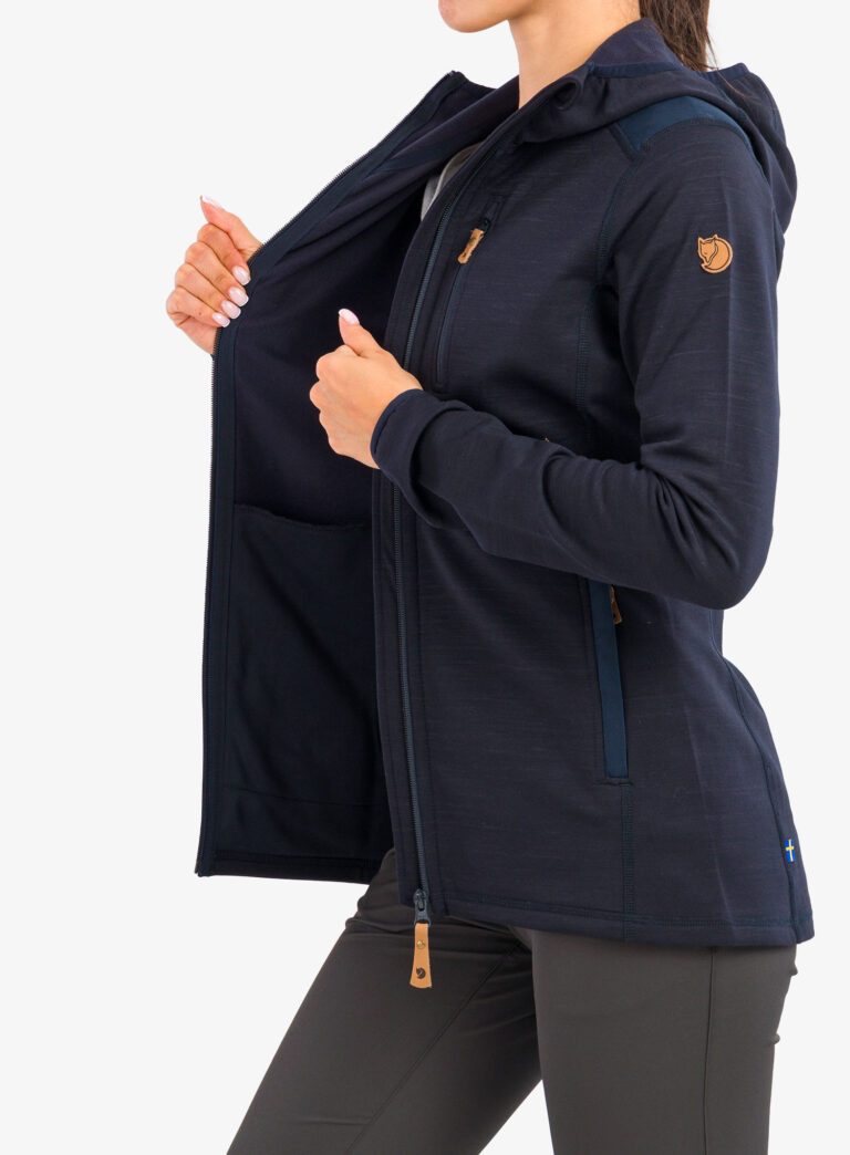 Original Hanorac fleece femei Fjallraven Keb Fleece Hoodie - dark navy