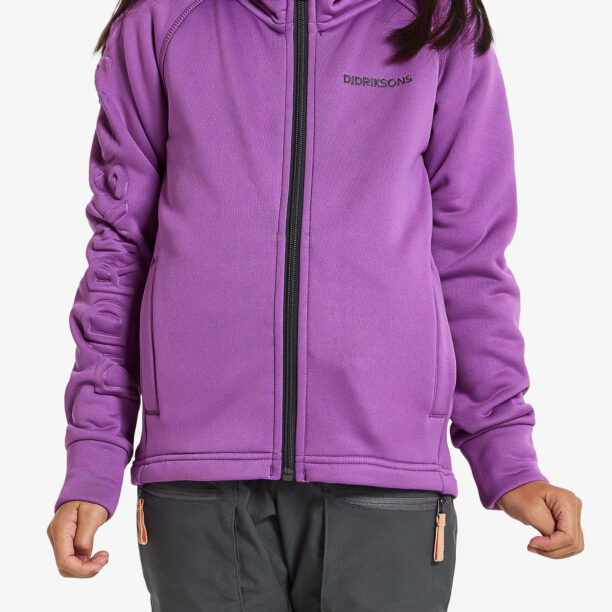 Hanorac pentru copii Didriksons Hekto Full Zip - tulip purple