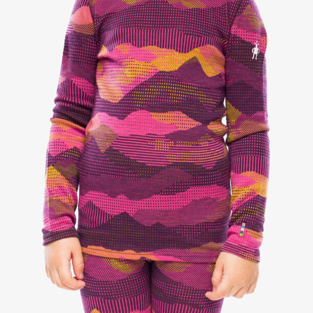 Hanorac pentru copii Smartwool Classic Thermal Merino Base Layer Crew Boxed - purple iris mtn