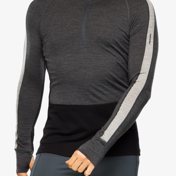 Hanorac termic Icebreaker Merino 200 ZoneKnit LS Half Zip - jet/black