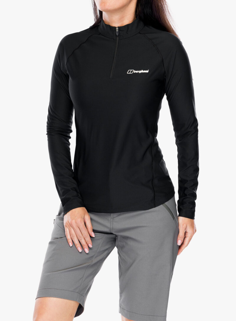 Hanorac trekking femei Berghaus 24/7 Tech Tee LS HZ - black/black