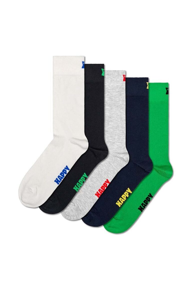 Happy Socks sosete 5-Pack Solid Socks 5-pack culoarea alb