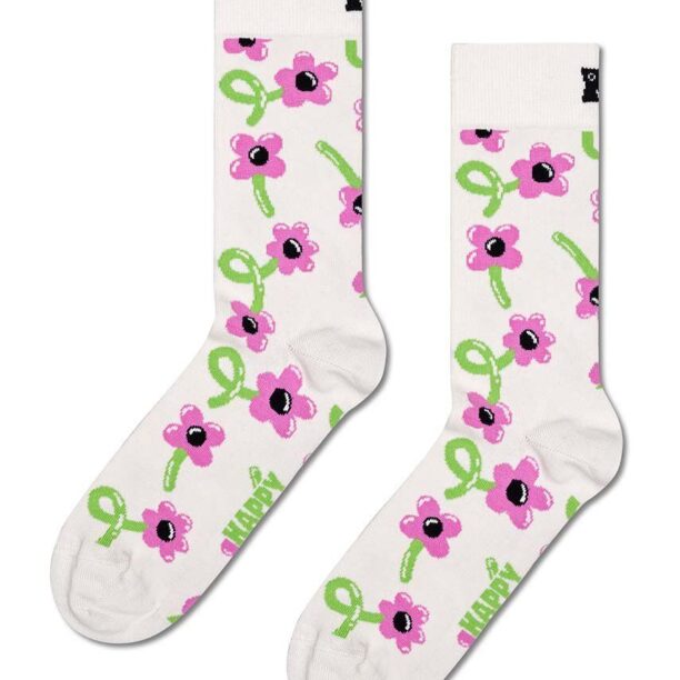 Happy Socks sosete Balloon Flower Sock culoarea alb