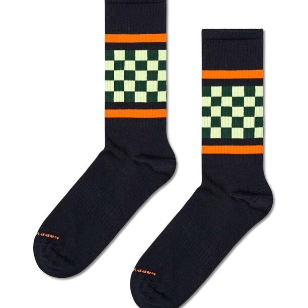 Happy Socks sosete Checked Stripe Sneaker Sock culoarea negru