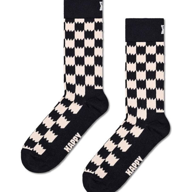 Happy Socks sosete Dizzy Check Sock culoarea negru