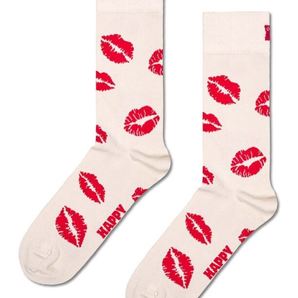 Happy Socks sosete Kisses Sock culoarea alb