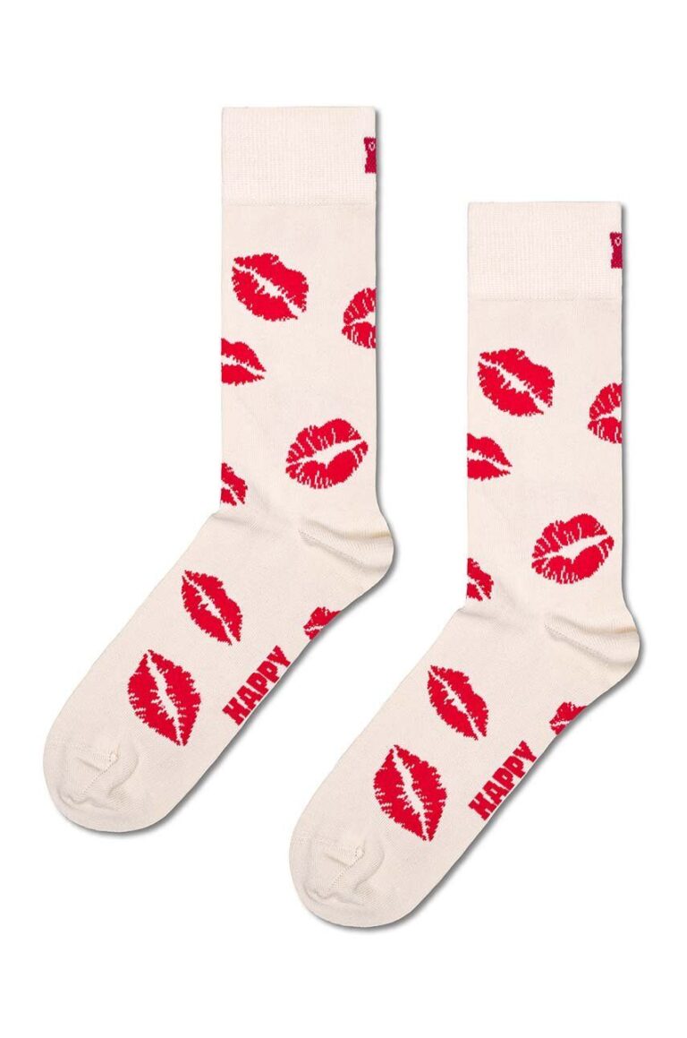 Happy Socks sosete Kisses Sock culoarea alb