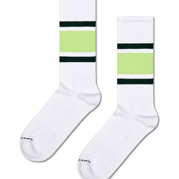 Happy Socks sosete Simple Stripe Sneaker Sock culoarea alb