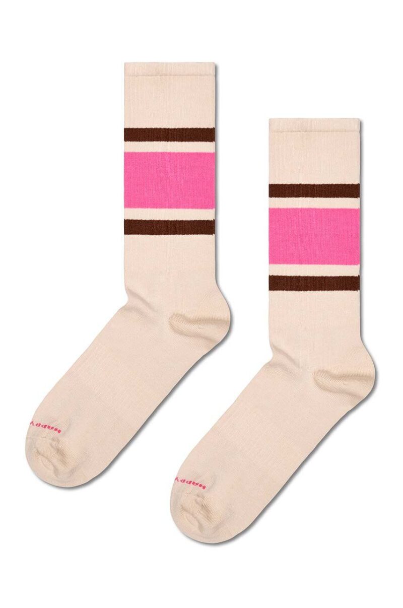 Happy Socks sosete Simple Stripe Sneaker Sock culoarea bej