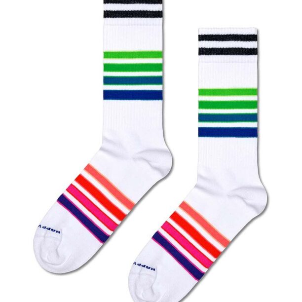 Happy Socks sosete Street Stripe Sneaker Sock culoarea alb