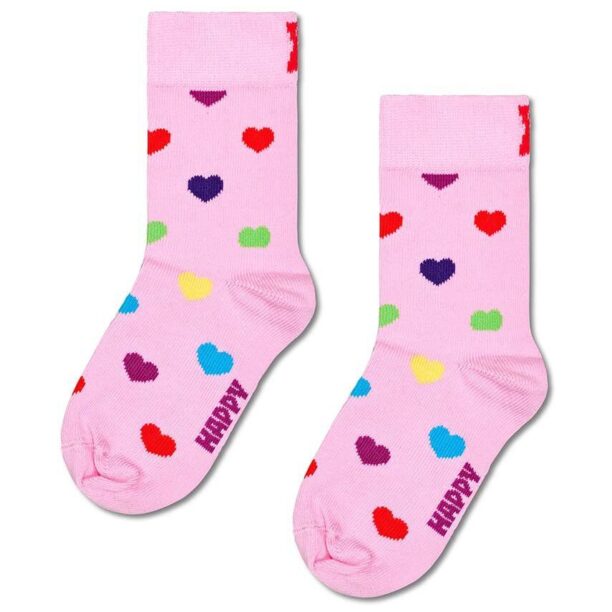 Happy Socks sosete copii Kids Heart Sock culoarea roz