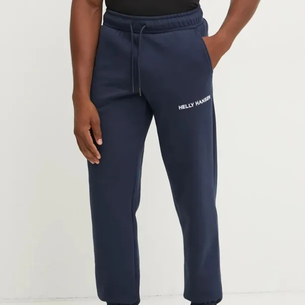 Helly Hansen pantaloni de trening Cotton Fleece culoarea albastru marin