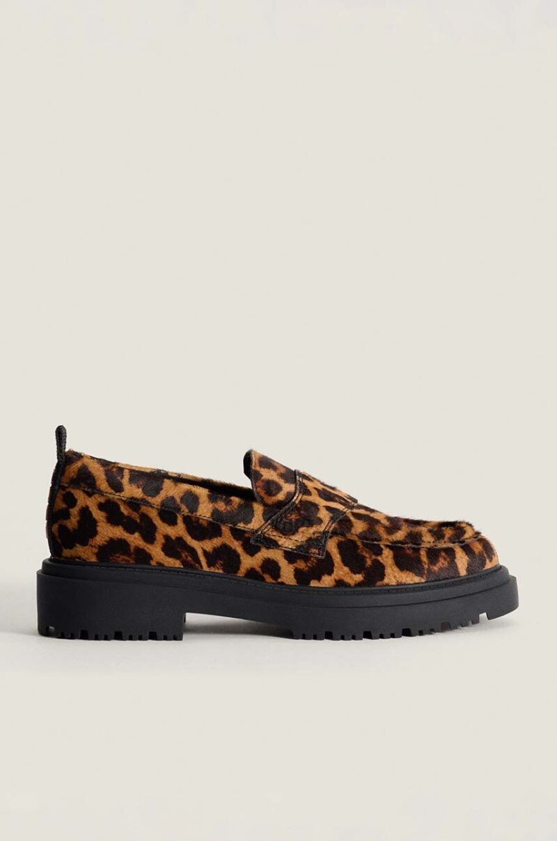 Hoff mocasini de piele LEOPARD MARRON femei