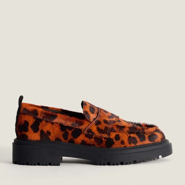 Hoff mocasini de piele LEOPARD NARANJA femei