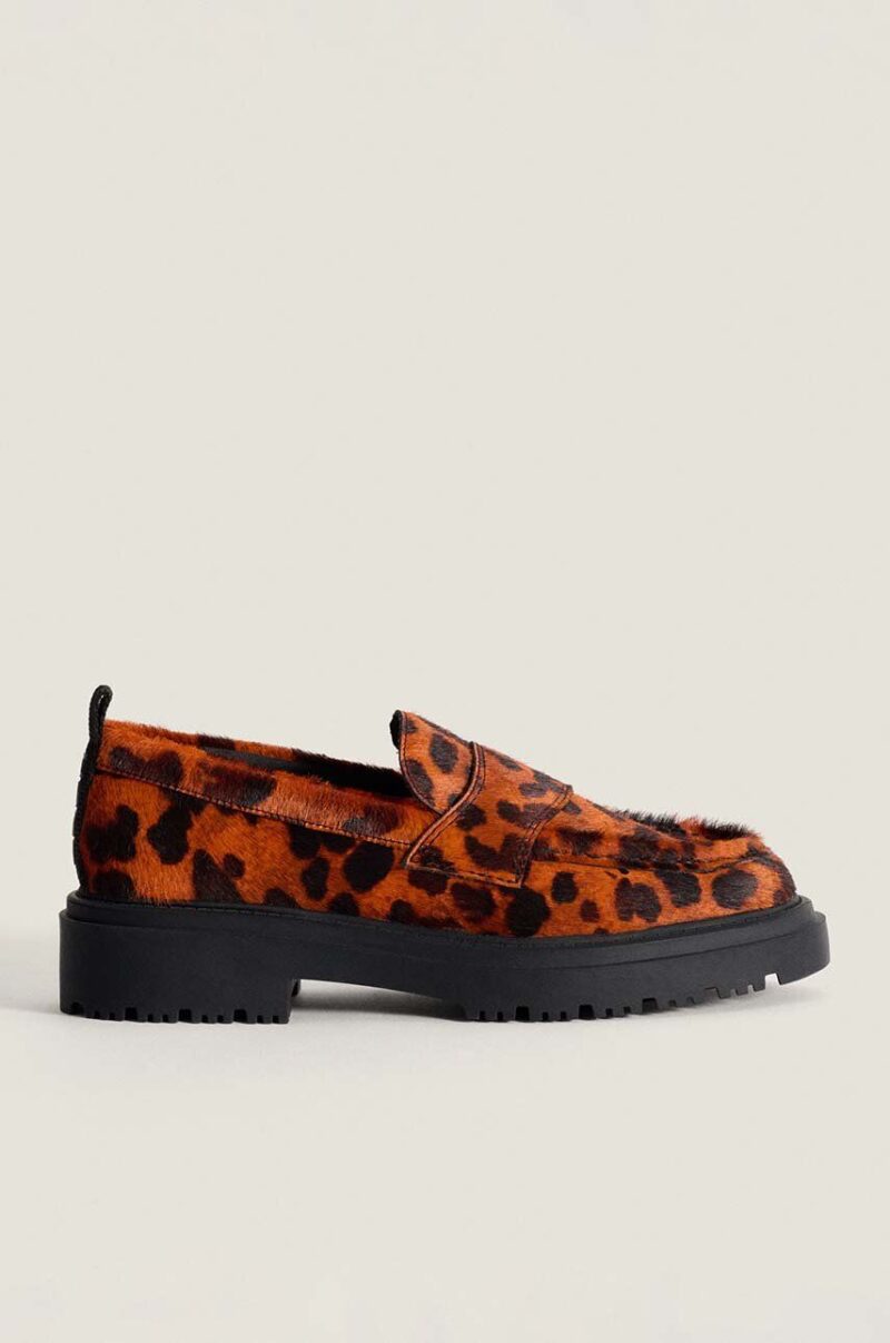 Hoff mocasini de piele LEOPARD NARANJA femei