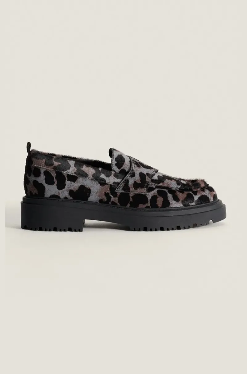 Hoff mocasini de piele MOCASIN LEOPARD GRIS femei