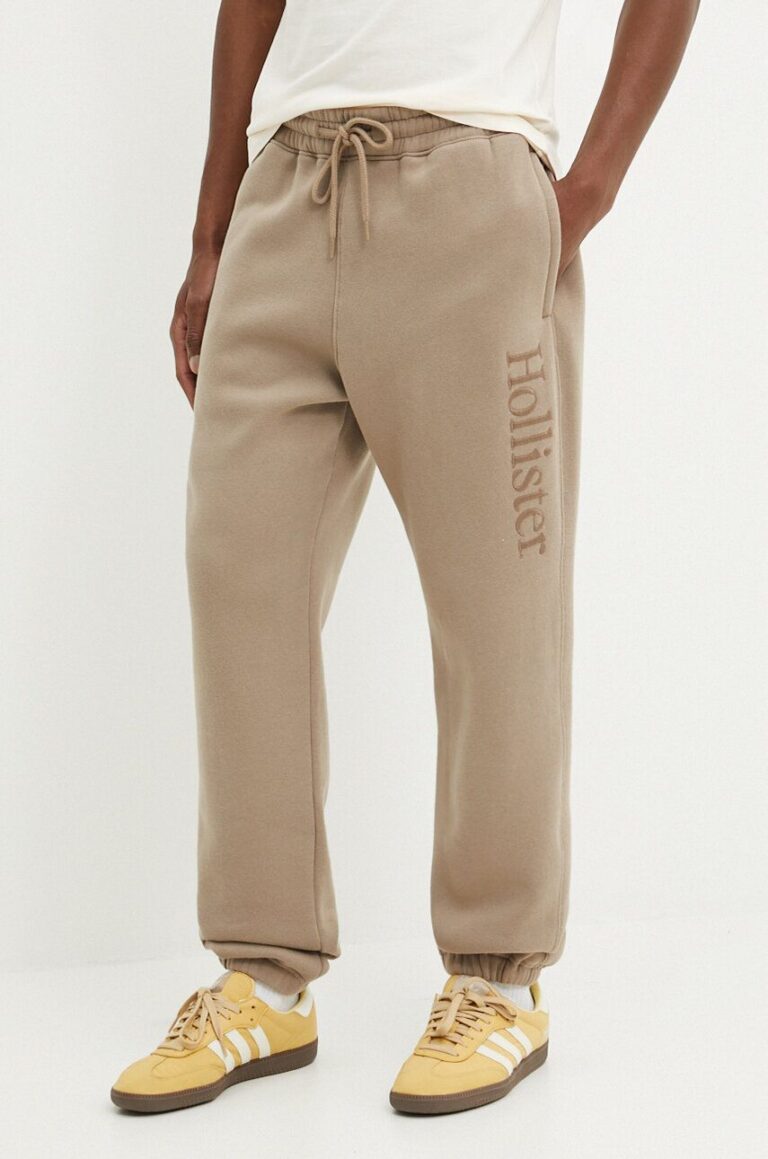 Hollister Co. pantaloni de trening culoarea bej