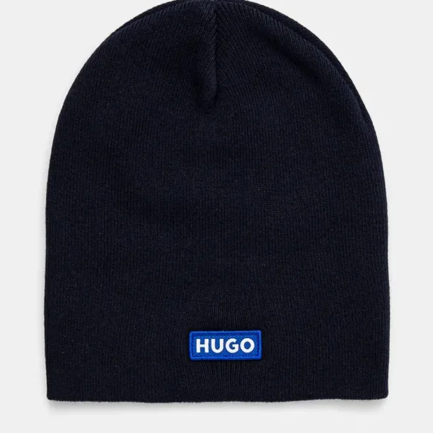 Hugo Blue caciula din bumbac culoarea albastru marin