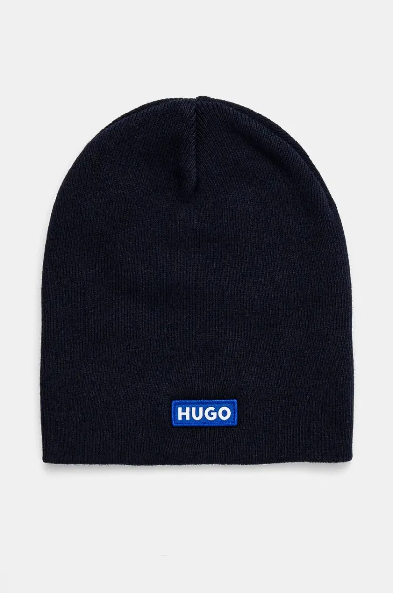 Hugo Blue caciula din bumbac culoarea albastru marin