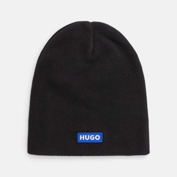 Hugo Blue caciula din bumbac culoarea negru