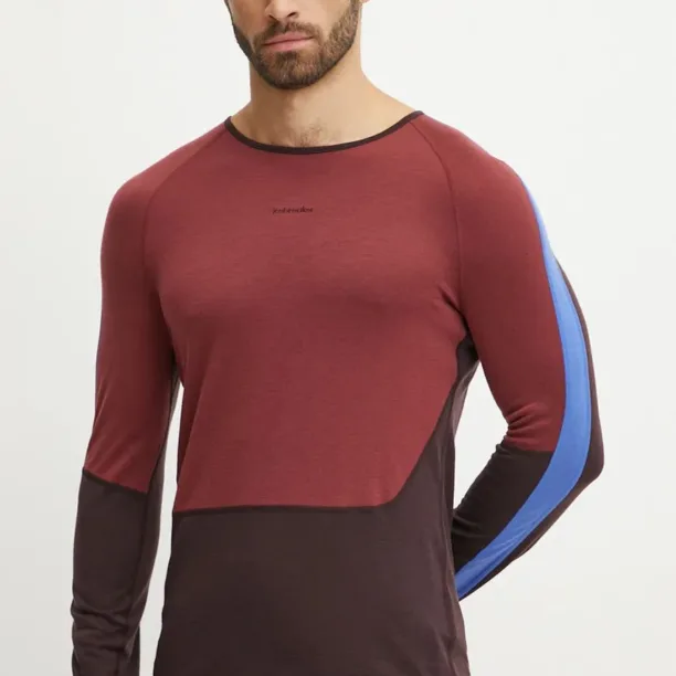 Icebreaker longsleeve funcțional Merino 200 Sonebula culoarea bordo