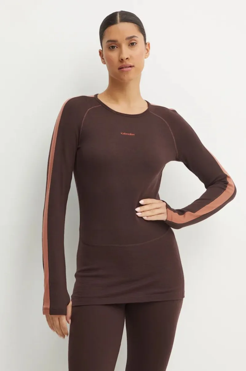 Icebreaker longsleeve funcțional ZoneKnit 260 culoarea maro