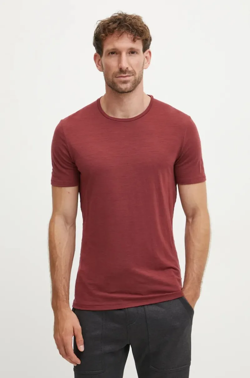 Icebreaker tricou funcțional Merino 150 Anatomica culoarea bordo