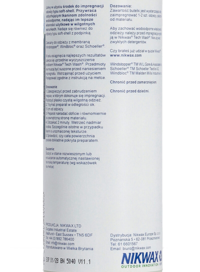 Original Impregnare Nikwax Softshell Proof Spray 300ml