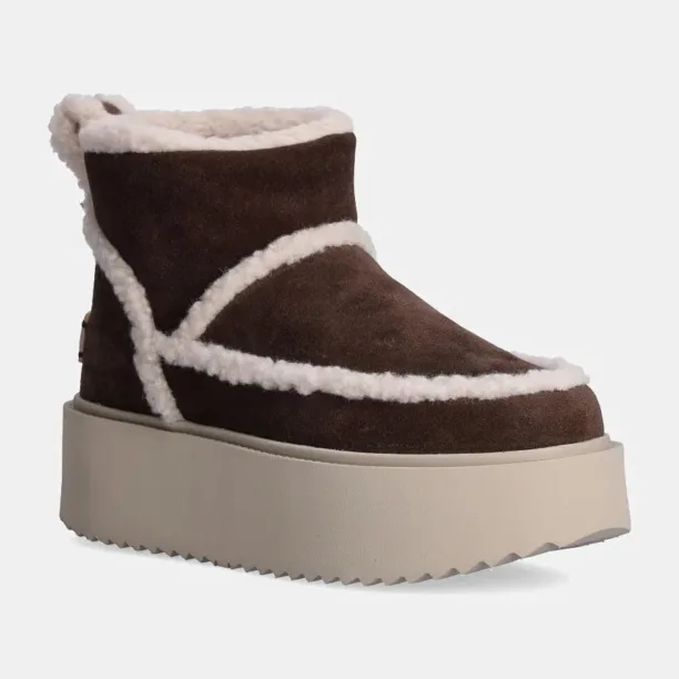 Inuikii cizme de zapada din piele intoarsa Inuikii X Coccinelle Classic Low Shearling culoarea maro