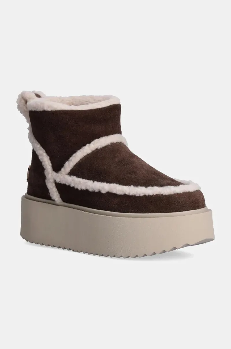 Inuikii cizme de zapada din piele intoarsa Inuikii X Coccinelle Classic Low Shearling culoarea maro