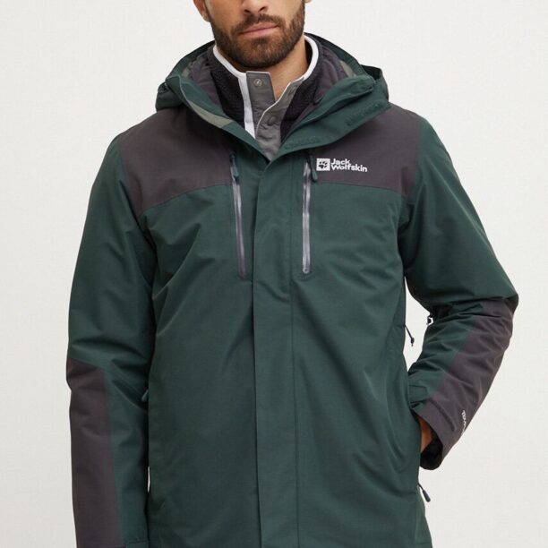 Jack Wolfskin jacheta de exterior Jasper 3 in 1 culoarea verde