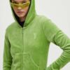 Juicy Couture bluză din velur HERITAGE ROBYN HOODIE culoarea verde