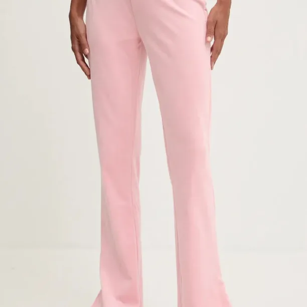 Juicy Couture pantaloni de trening din velur KURT TRACK PANT culoarea roz