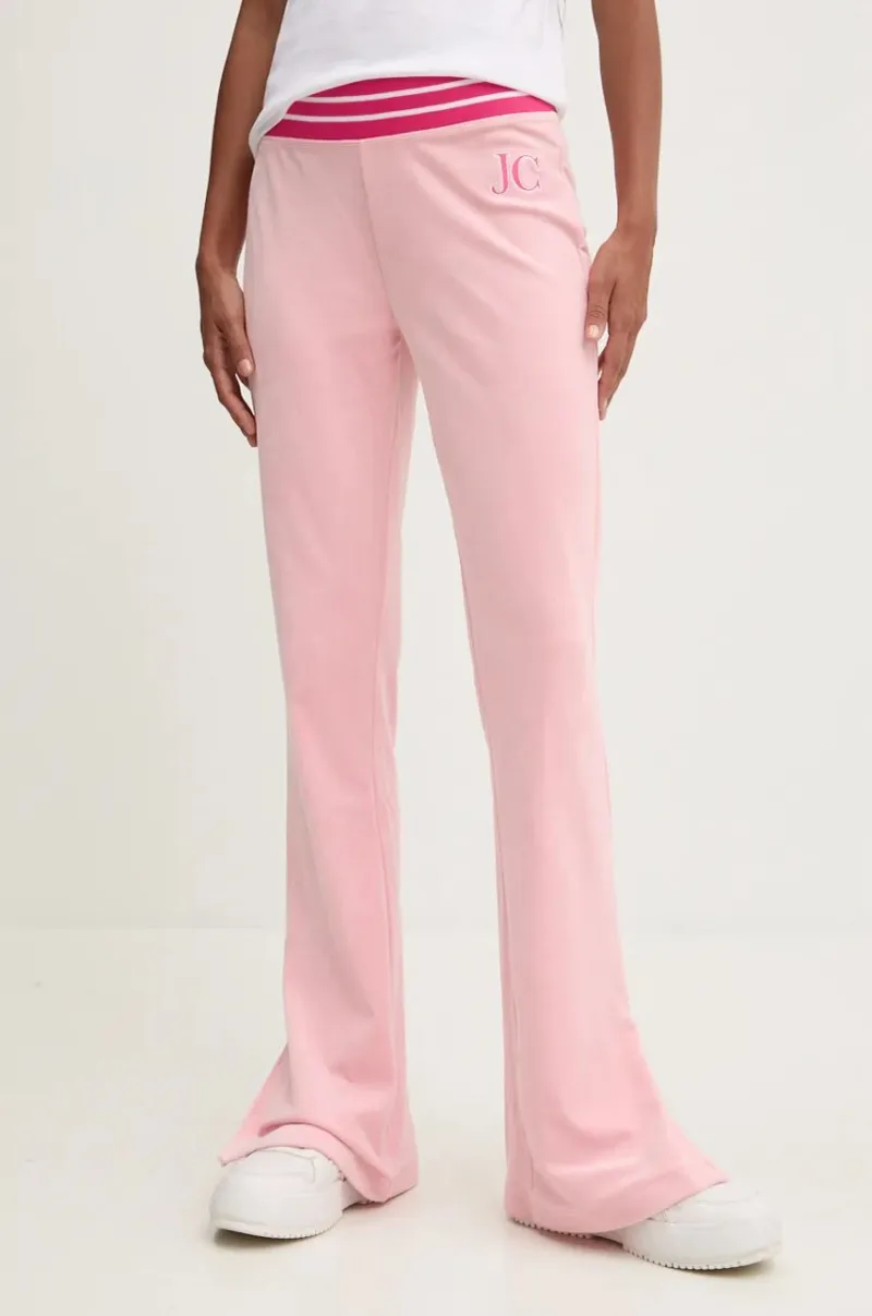 Juicy Couture pantaloni de trening din velur KURT TRACK PANT culoarea roz